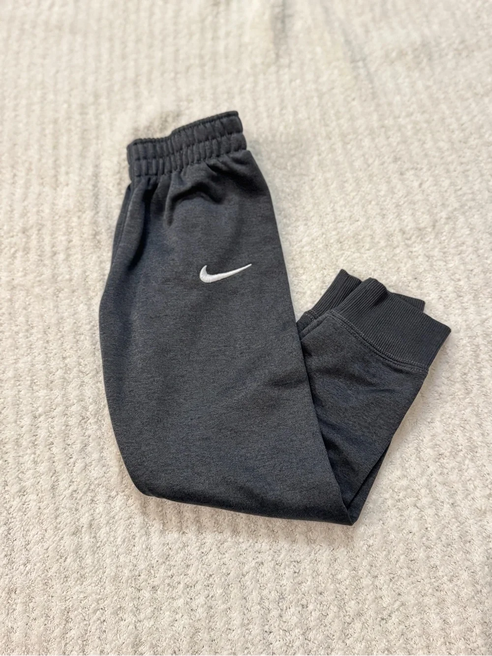 Nike Black Kids' Jogger Sweatpants with White Swoosh